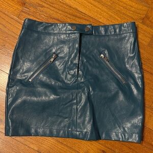 Shinestar Teal Faux Leather Mini Skirt